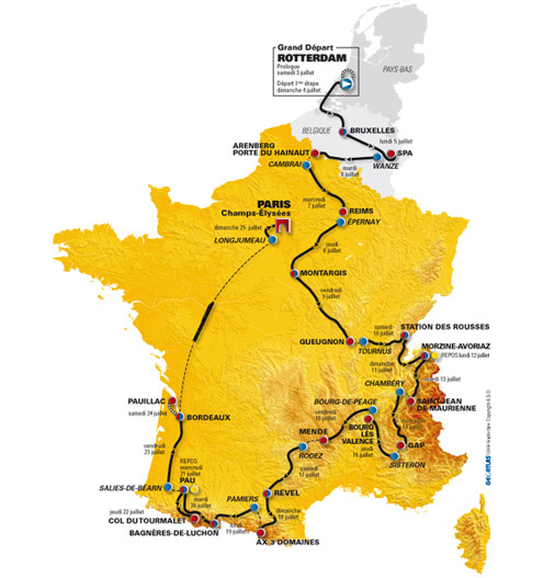 Le parcours du Tour de France 2010