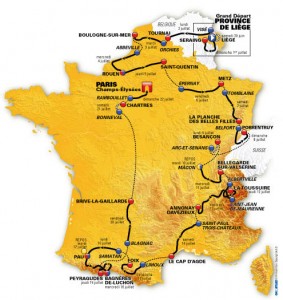 La carte du Tour de France 2012