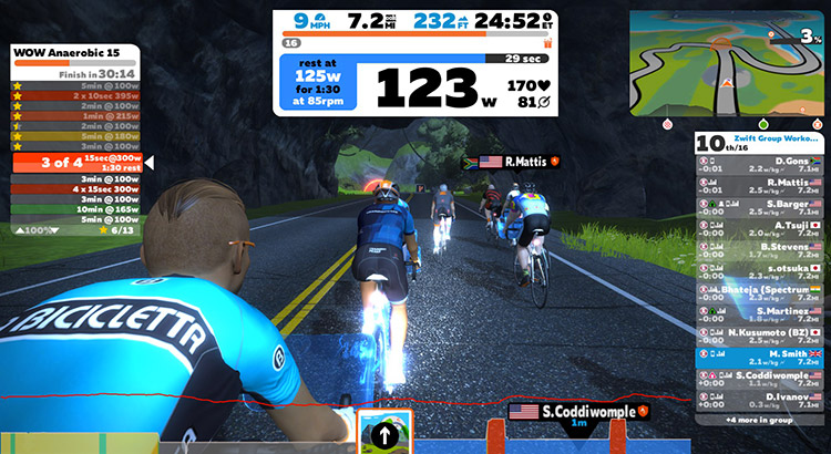 Un entraînement ciblé sur Zwift