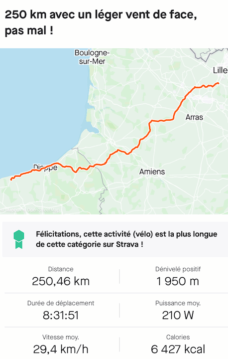 Ma plus grosse sortie en vélo, entre Lille et la Normandie, une belle journée sous le soleil...