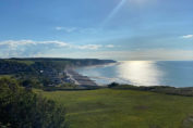 Vue sur la baie de Pourville sur Mer en Normandie